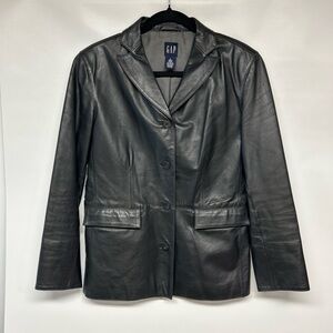 GAP Women's Sleek Black Leather Blazer